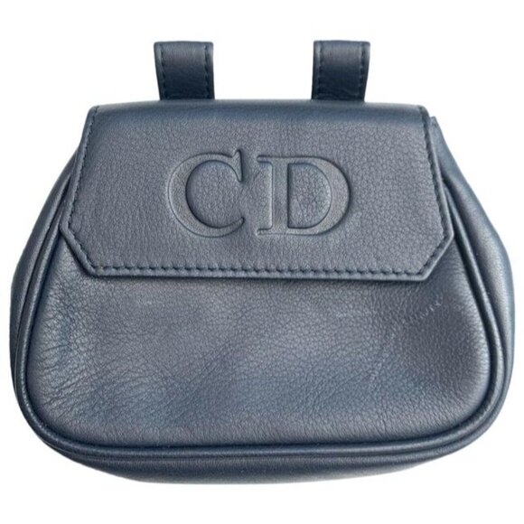 Dior Navy Blue Two Way Belt Bag W Envelope Top  Satchel Logo Navy Leather - Picture 1 of 9